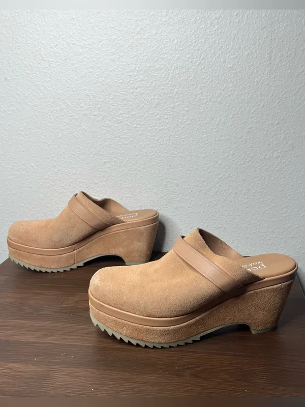 Pedro Garcia Tan Suede Fabia Platform Clog Mules in Camel Castoro - Image 3