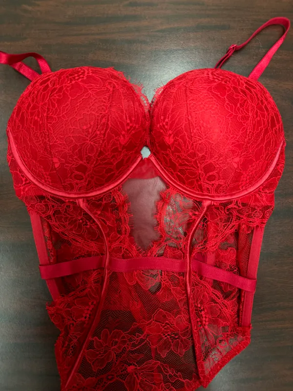 Victoria’s Secret Red Lace Bombshell Teddy Lingerie Size Large - Image 2