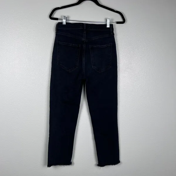 Agolde Riley‎ Crop High Rise Straight Leg Jeans Washed Black Raw Hem 26 - Image 4