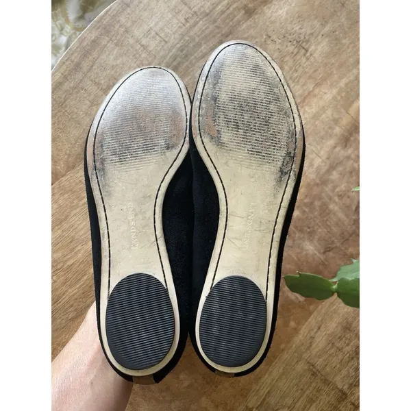 Lands’ End Black Suede Ballet Flats with Brown Trim Size 6B Women’s - Image 6