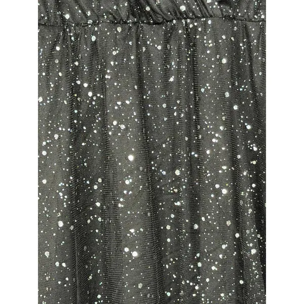Black Glitter Mesh Long Sleeve Large Dress - Image 2