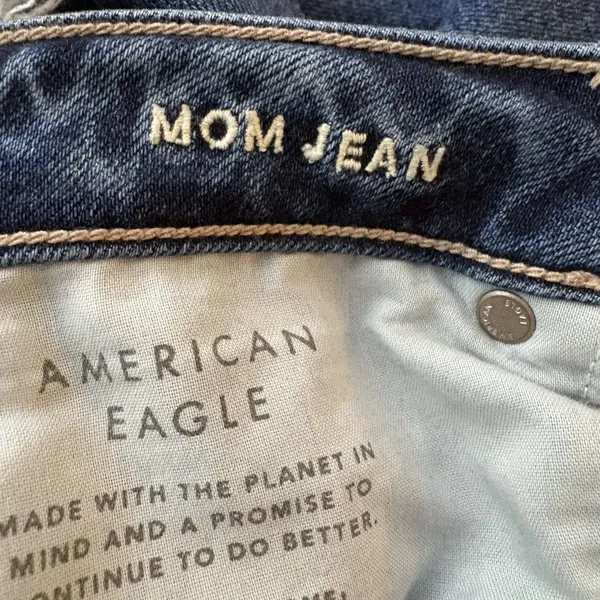 American Eagle Mom Strigid Jean Blue Jeans High Rise Distress Denim Sz 10 Womens - Image 9