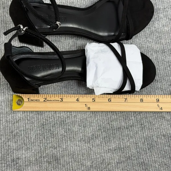 Steve Madden Size-6M Rae Black Suede Block Heel Ankle Strap Sandals - Image 8