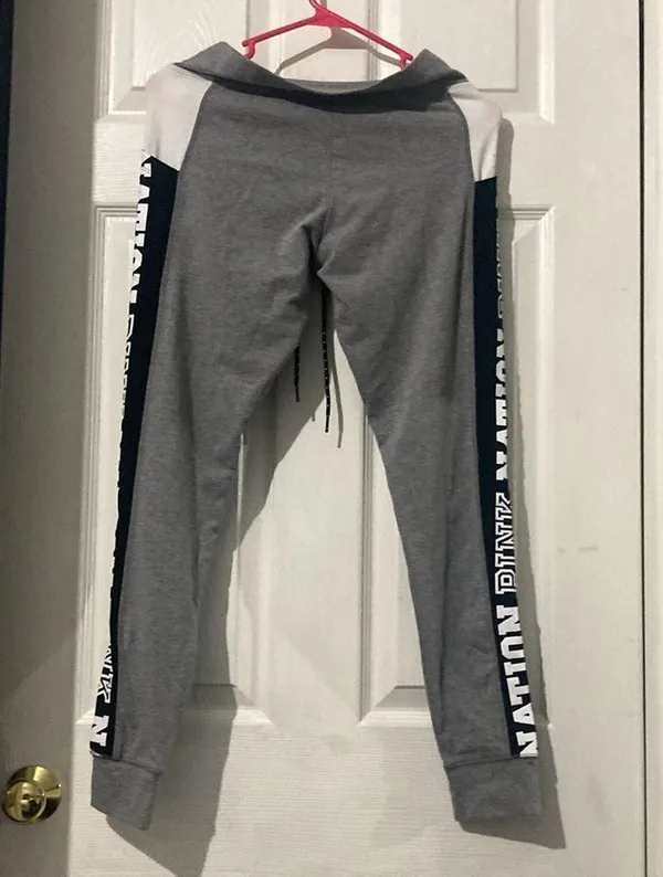 Pink Victoria’s Secret Jogger Sweatpants Women’s Size Medium Gray/Black White - Image 6