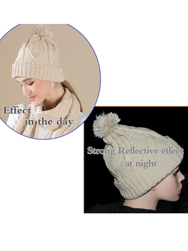 New! Super Soft Beige Cable Knit Pom Beanie, Scarf & Glove Set - Image 5