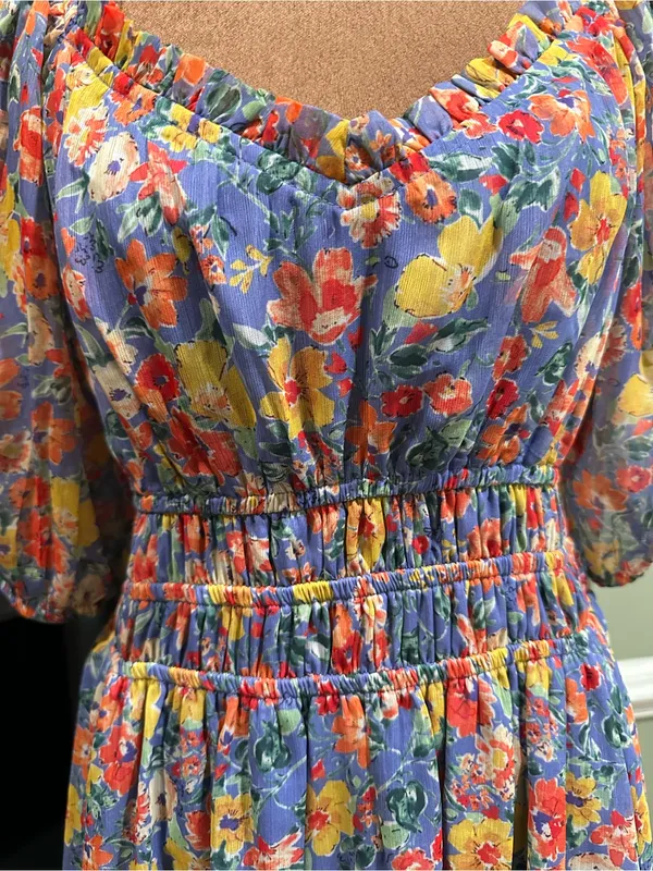 Vince Camuto Floral Puff Sleeve Mini Dress – Size 10 - Image 3