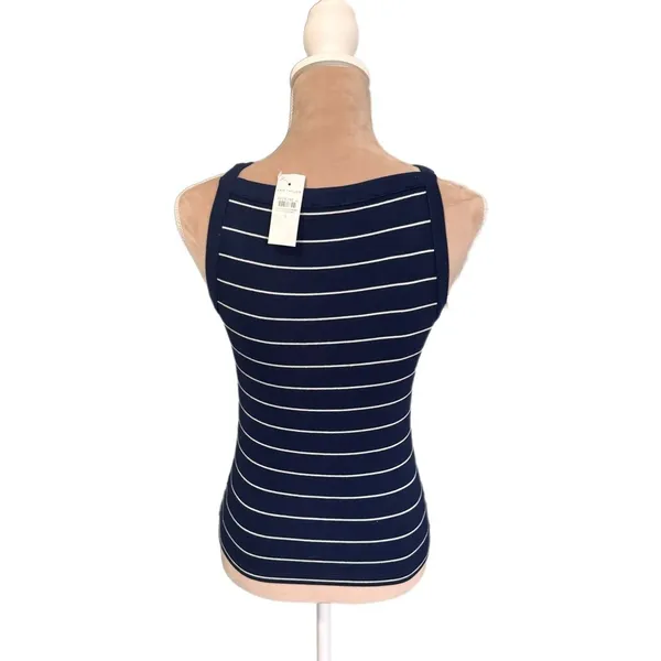 Ann Taylor Striped Vest Preppy Lady Tank Top Button Front V-Neck Knit S M L NEW - Image 6