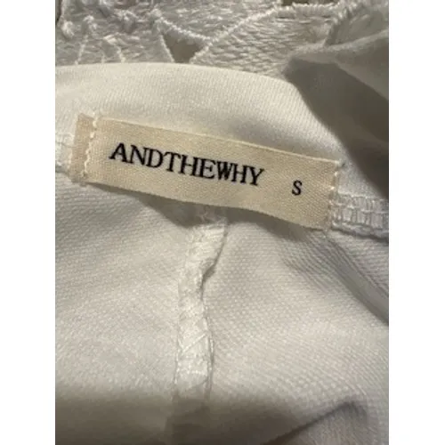 ANDTHEWHY White Floral Crochet Lace Long Sleeve Top Crewneck Blouse Small‎ - Image 7