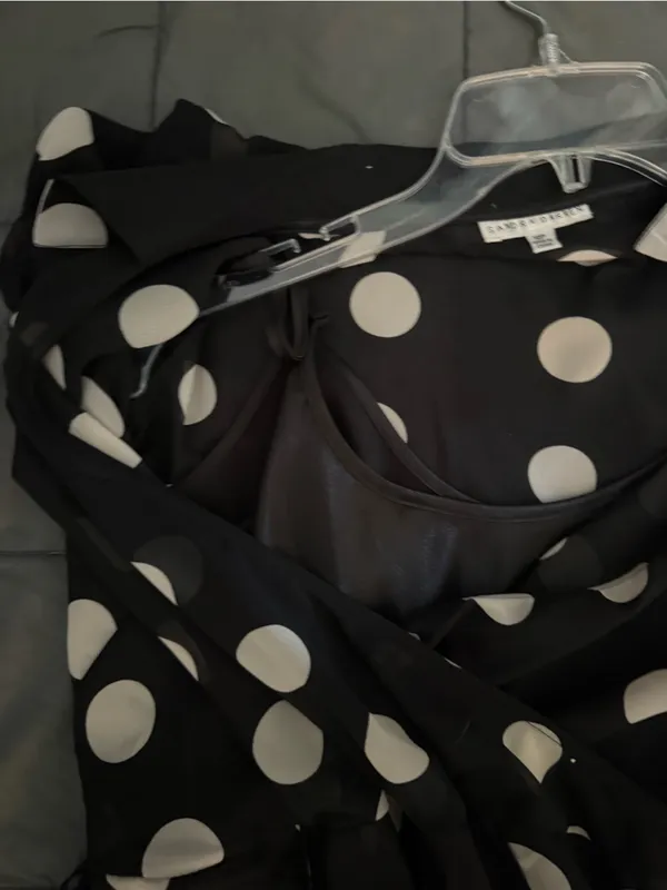 Vintage Sandra Darren black polka dot dress with ruffles Size: 10 #polkadot - Image 5