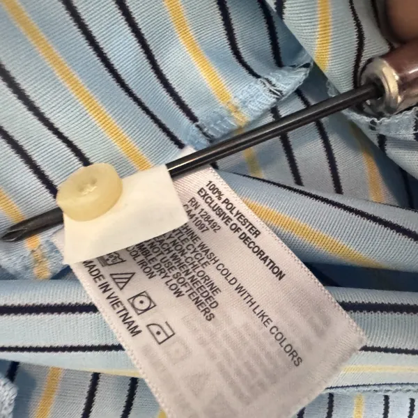 Greg Norman Polo Shirt Light Blue and Yellow Stripes ML75 Microlux Play Dry (M) - Image 5