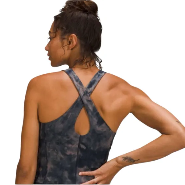 Lululemon key to balance crop high neck tank top diamond dye lunar rock size 14 - Image 2