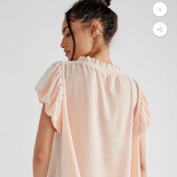 Free People Terese Blush‎ Ruffled velvet Blouse medium NWT - Image 2