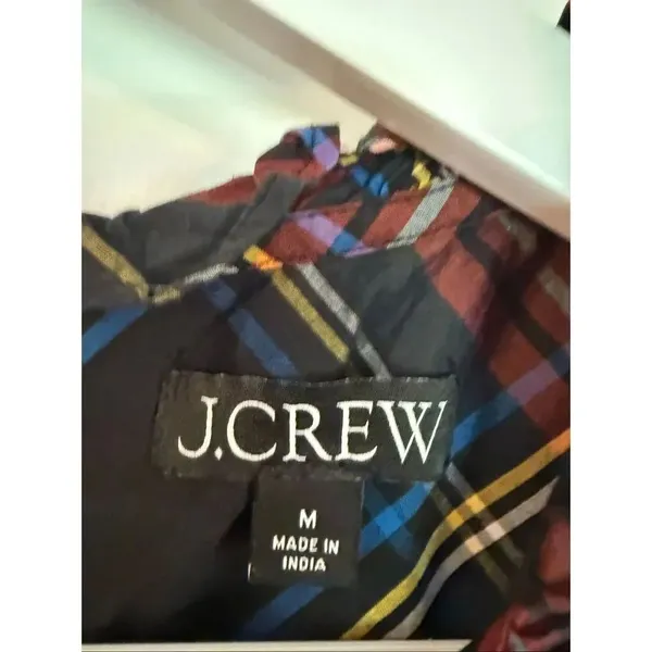 J.crew plaid ruffle neck puff sleeve top M Red Size M - Image 3