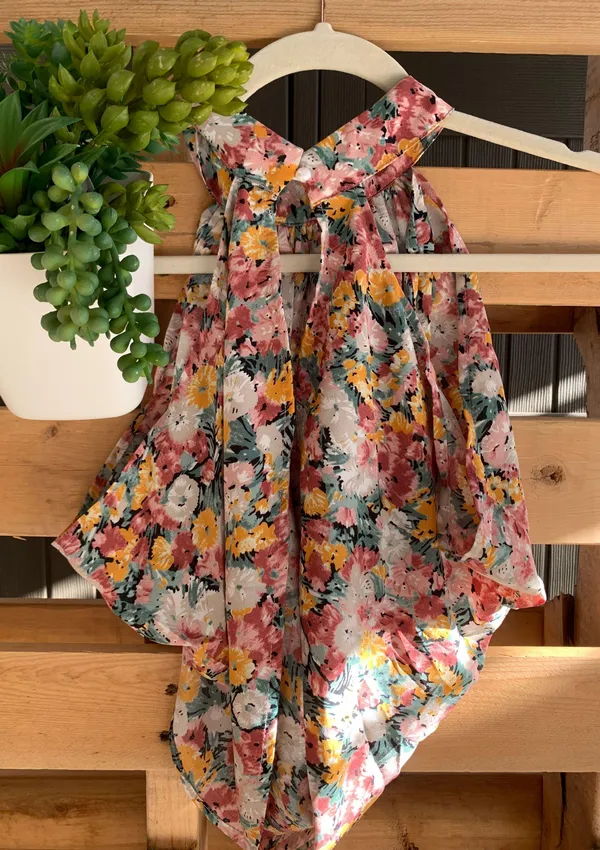 SheIn Split Back Floral Halter Top Multi Size M - Image 4