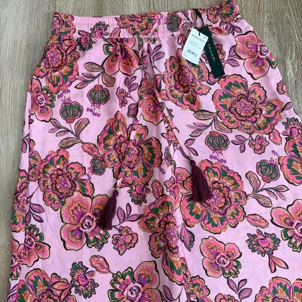 NWT Tahari Drawstring Waist Wide Leg Pants In Princess Floral Size Medium - Image 4