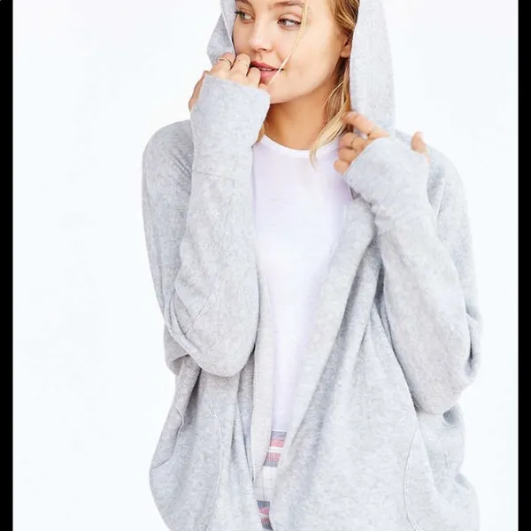 Silence + Noise grey hooded cardigan sweater M - Image 2