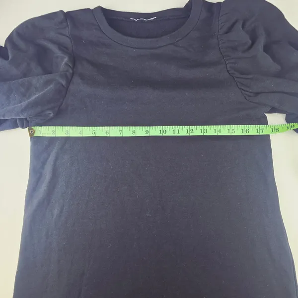 Zara Black Mini Dress Short Puff Sleeve Crew Neck Casual Comfy‎ Women's Small - Image 5