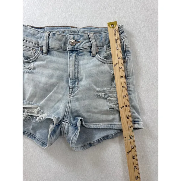 American Eagle Next‎ Level Stretch Distressed Denim Shorts Light Wash Womens 0 - Image 6