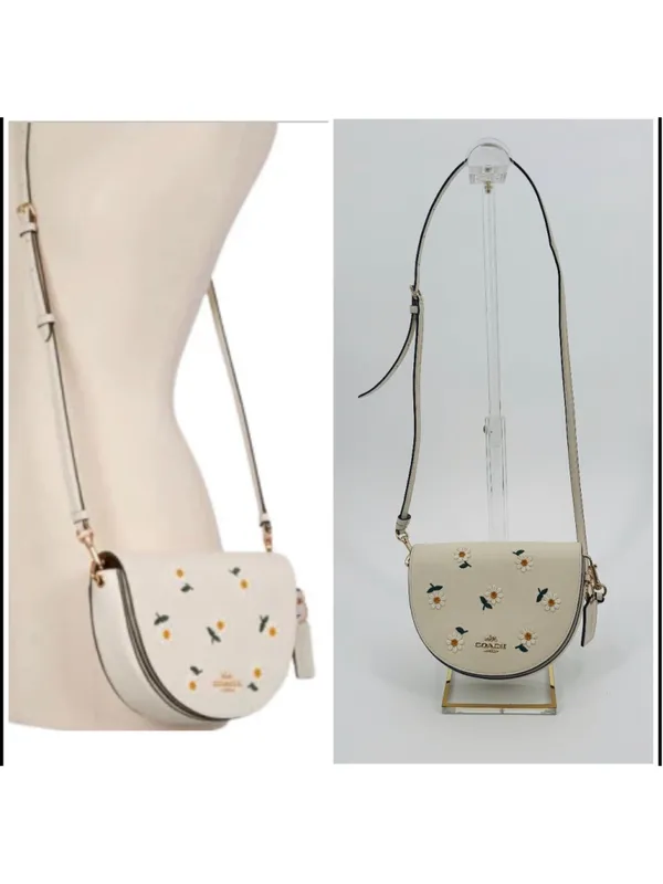 Coach C2863 Ellen Daisy Crossbody Bag Chalk White Embroidered Leather - Image 2