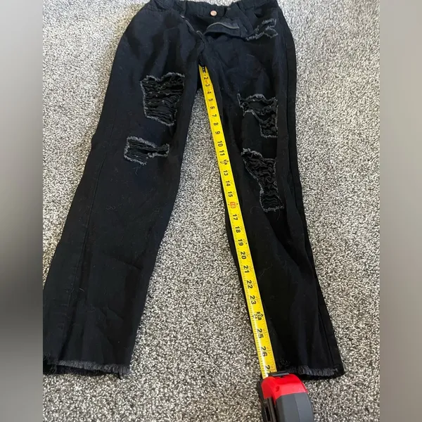 Black Ripped Distressed Jeans L Size L - Image 7