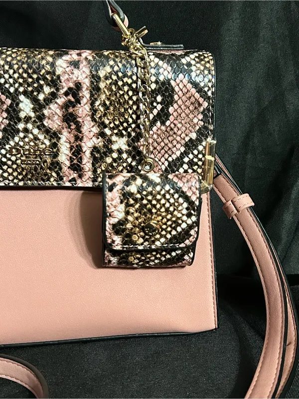 Dune London Pink Snake-Print Top Handle Crossbody Bag Sanitizer Holder NWOT - Image 3
