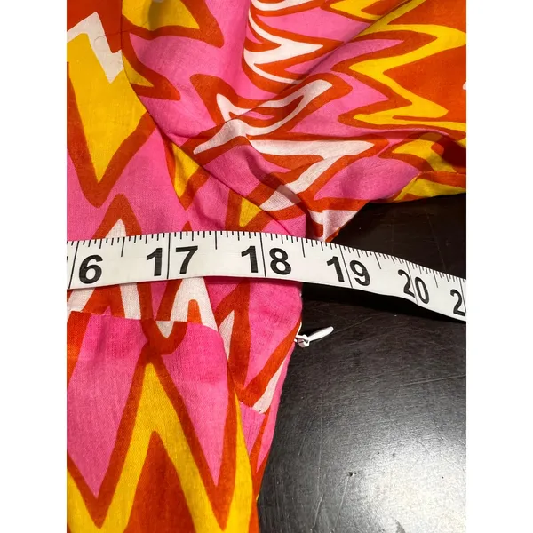 NWT Skirtin Around‎ Zig Zag Print Dress Size 8 Pink Orange Yellow 100% Cotton - Image 7
