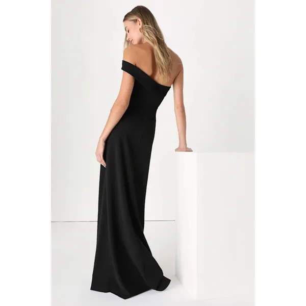 Lulus Iconic Sophistication Black One-Shoulder Asymmetrical Dress Holiday Large - Image 3