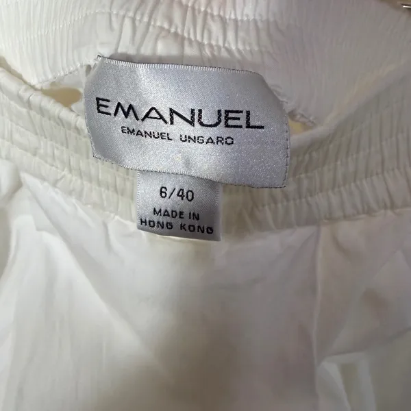 Emanuel Ungaro White Cotton Poplin Pleated Maxi Skirt Side Slit Size 6/40 - Image 5