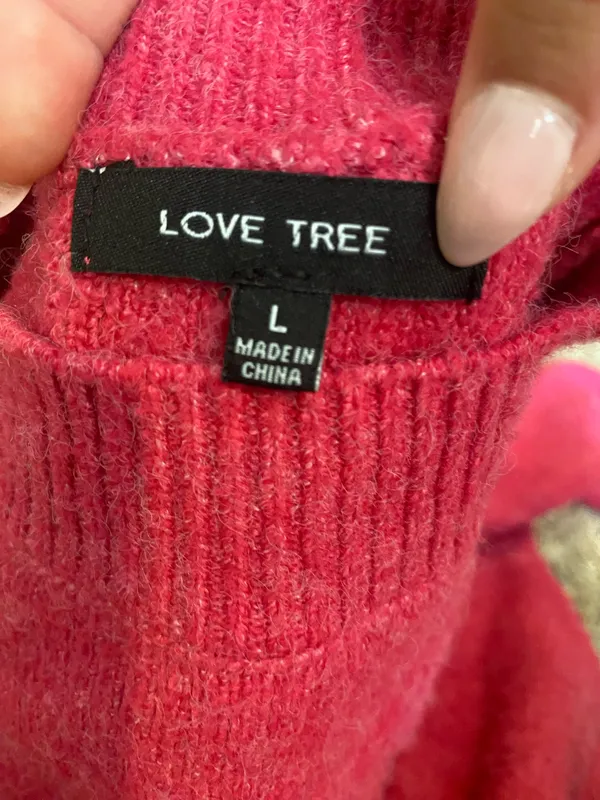Pink Love Tree Sweater Cropped - Image 3
