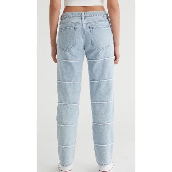 Pacsun Eco Light Blue Frayed Low Rise Straight Leg Jeans Medium Indigo Size 28 - Image 4