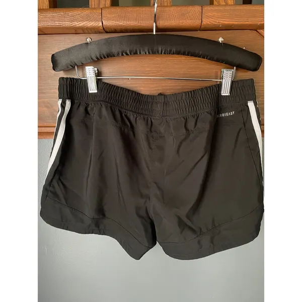 Adidas Pacer 3-Stripes Woven Training Shorts Black White AEROREADY Womens - Image 2