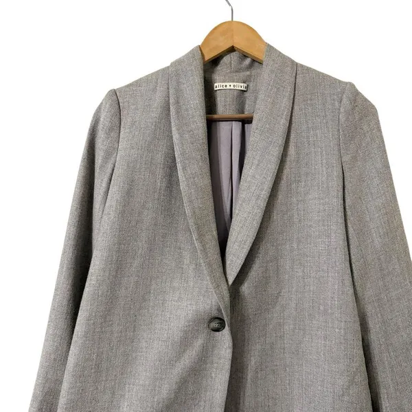 ALICE + OLIVIA Marion Wool Gray Blazer Jacket Coat - Image 4