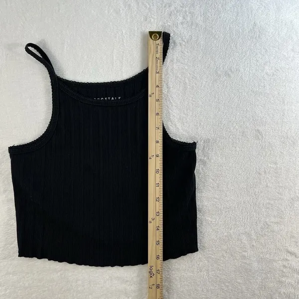 Aeropostale L Ribbed High Neck Cropped Cami Top Lettuce Hem Grunge‎ Whimsy Goth - Image 10