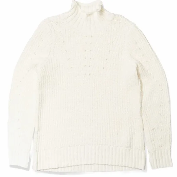 Kensie Pointelle Turtleneck‎ Pullover Sweater in Vanilla Size small - Image 2