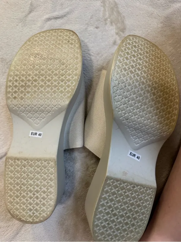 a new day Cream Platform Slide Mules with Wide Elastic Upper - Image 3