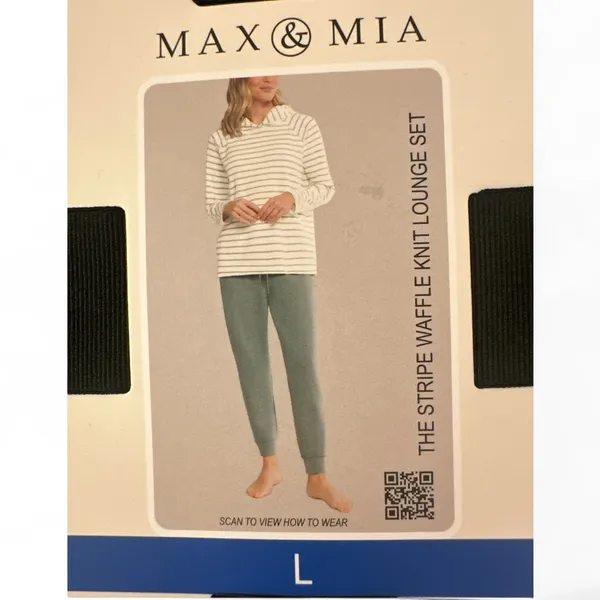 NWT Max & Mia Lounge Set Green 2-Piece Hoodie Jogger Long Sleeves Waffle Knit L - Image 9