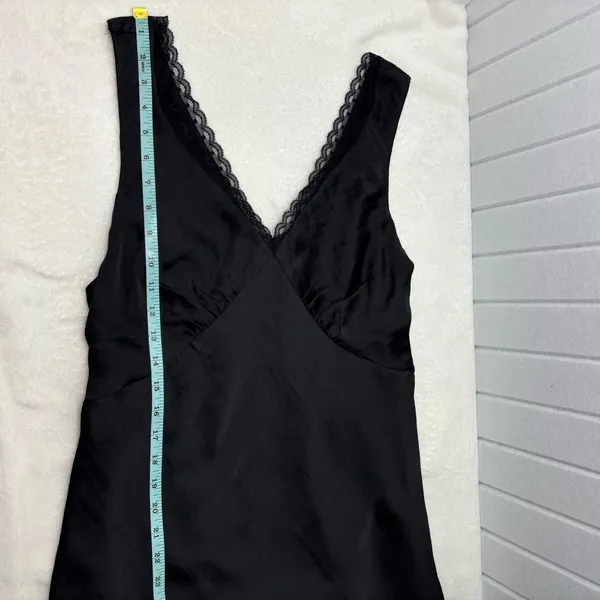 American Eagle Outfitters Black satin Lace Chemise dress‎ Size L - Image 10