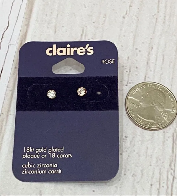 Claire’s Rose Gold 18Kt Gold Plated Small Earrings - Image 4