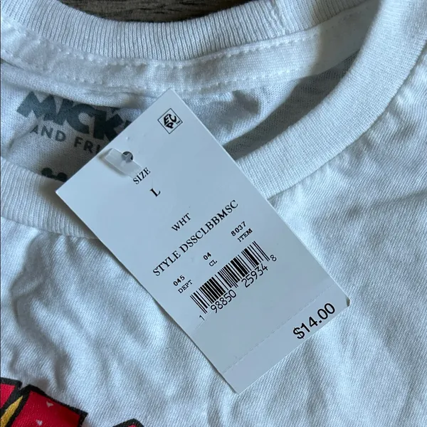 Disney White Mickey Mouse Graphic Tee with Red and Yellow Artwork - Image 3