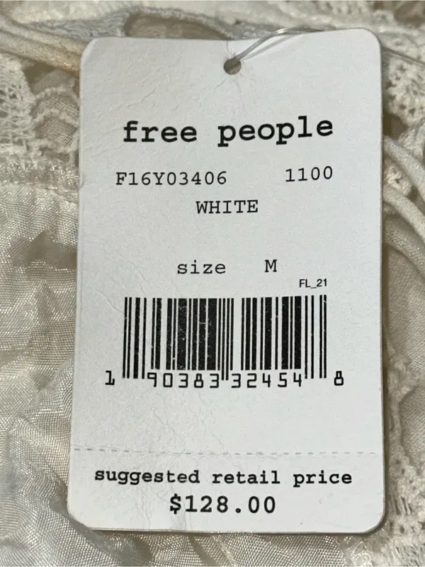 Free People NWT Women’s Size M White Cotton Lace Detail Ilektra Mini Slip Dress - Image 8
