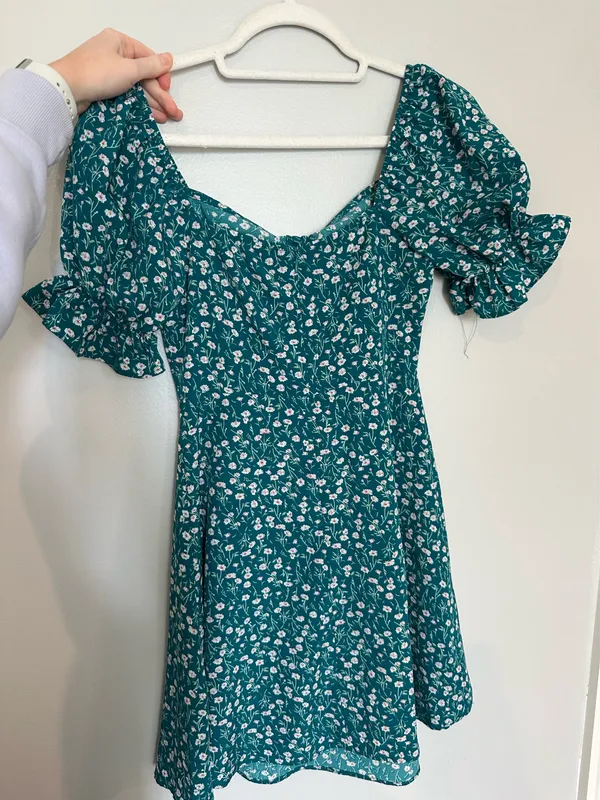Green floral dress Size XS - Image 2