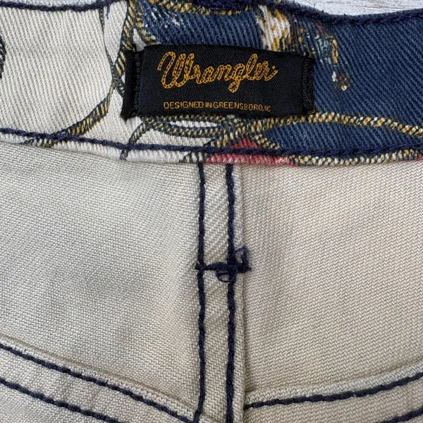 Wrangler Rodeo Print Denim Shorts 32 Red Blue High Rise Western Cowgirl Festival - Image 6