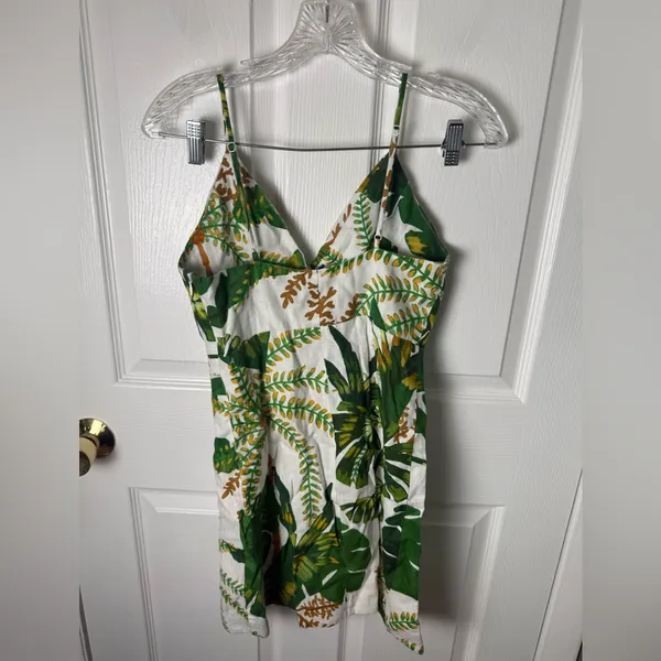 Farm Rio Tropical Forest Linen Mini Dress Green XS - Image 5