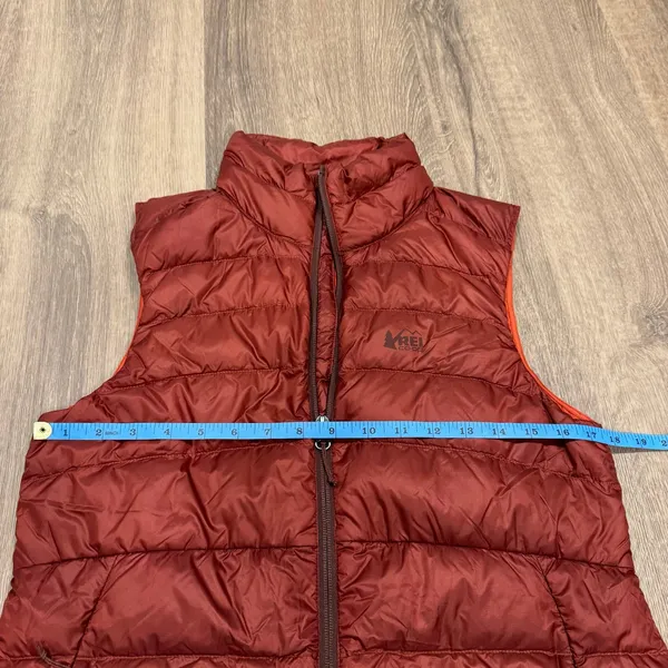REI Womens Down Puffer Vest 650 2.0 Orange Cabin Wood Size Small Water Repellent - Image 12