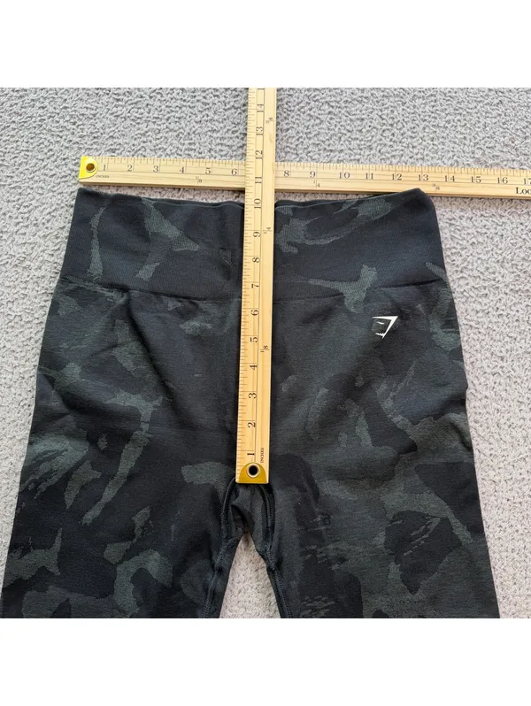 Gymshark Camo Seamless Leggings Black High Waisted Workout Womens L Bodybuilding - Image 3