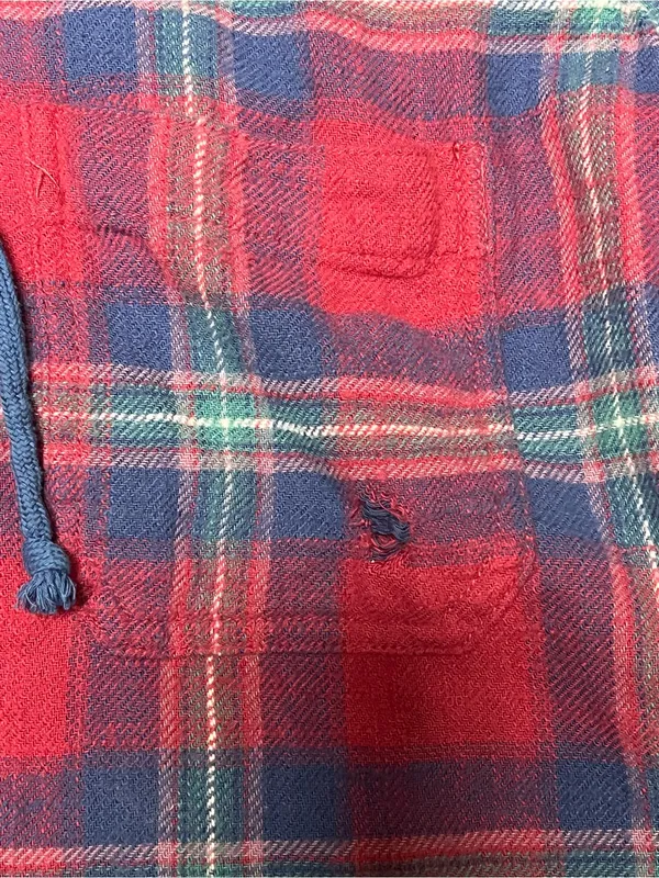 American Eagle Outfitters Distressed Hooded Plaid Flannel Shirt Women Size Small - Image 4