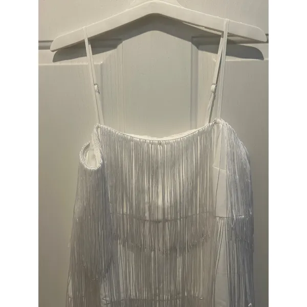 New Women’s A New Day Fringes Lined Dress Stretchy White size Xs - Image 2