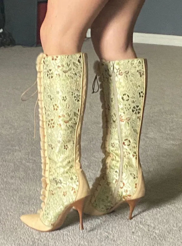 Cole Haan Leather Tapestry Boots - Image 5