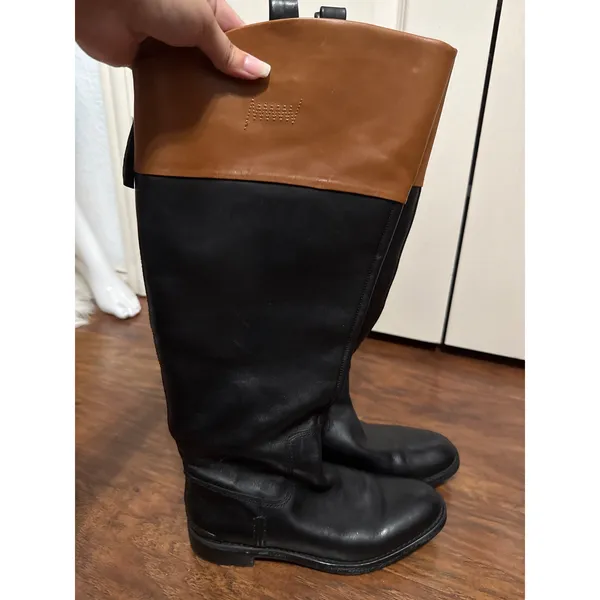 Franco Sarto Meyer Black Cognac Leather Riding Boots Wide Calf Equestrian - Image 4