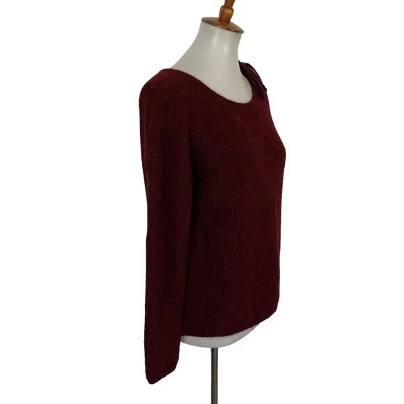 Sézane Sweater Small Maroon Mohair Alpaca Blend Bow Shoulder - Image 5